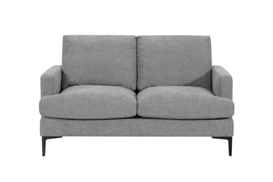 TALMA Canapé droit 2 places en tissu  gris  pieds métal