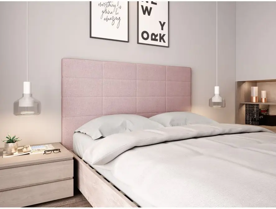 LORENA Tête de lit aspect quadrillé en tissu VIEUX ROSES  140 cm – Image 2