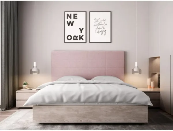LORENA Tête de lit aspect quadrillé en tissu VIEUX ROSES  140 cm – Image 3