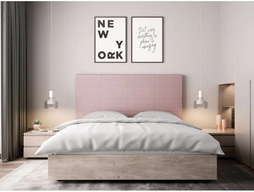 LORENA Tête de lit aspect quadrillé en tissu VIEUX ROSES  140 cm – Image 3