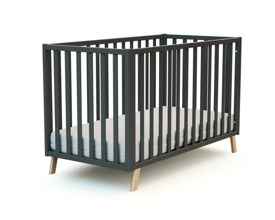 Lit évolutif KASA 60x120cm Gris Graphite et Hêtre