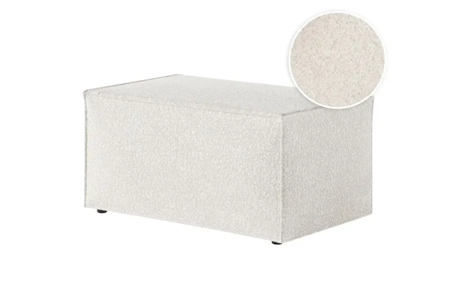 CHARLOTTE Pouf en tissu bouclette BLANC
