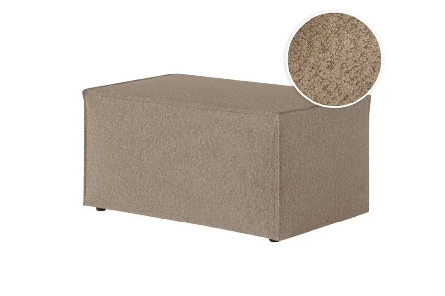 CHARLOTTE Pouf en tissu bouclette taupe