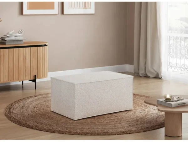 CHARLOTTE Pouf en tissu bouclette BLANC – Image 2