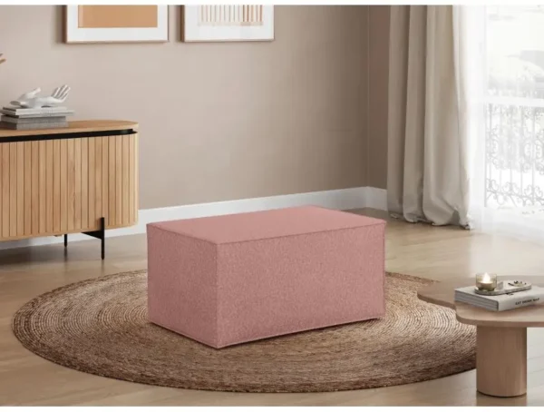 CHARLOTTE Pouf en tissu bouclette ROSE – Image 2