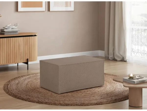 CHARLOTTE Pouf en tissu bouclette taupe – Image 2