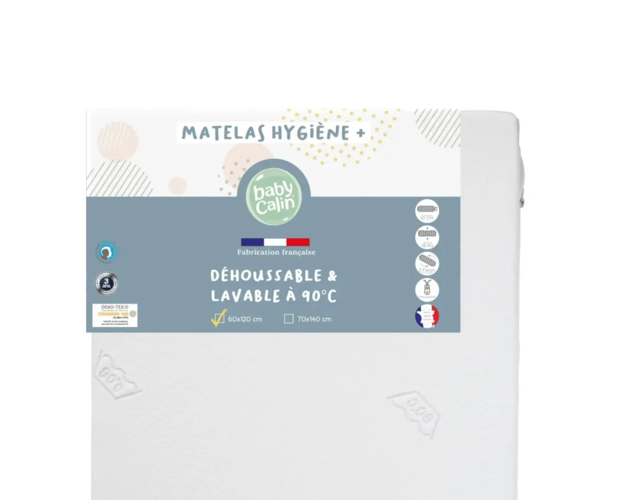 Matelas Hygiène Déhoussable 60×120 cm de BABYCALIN