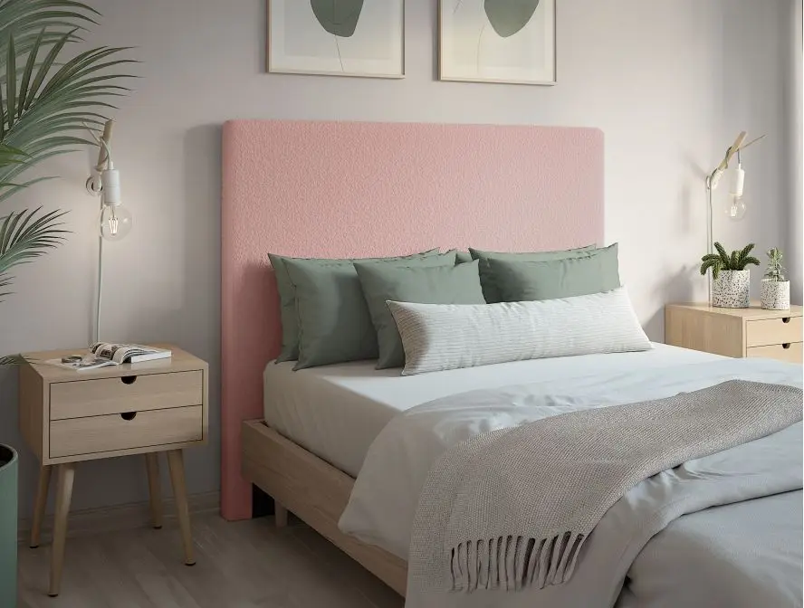 LAUREL Tête de lit en tissu bouclettes ROSE largeur 140 cm – Image 2