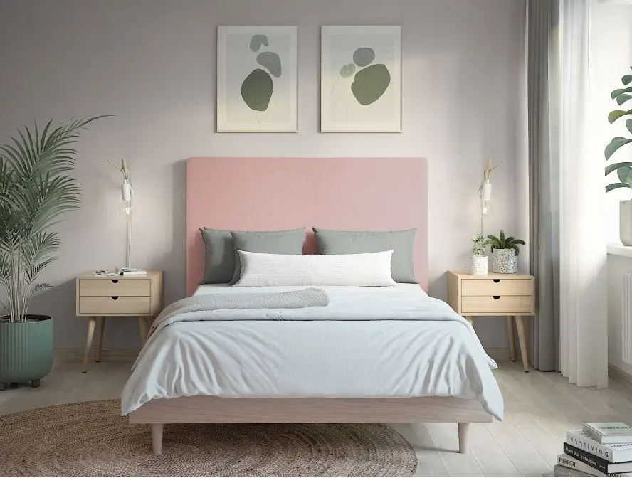 LAUREL Tête de lit en tissu bouclettes ROSE largeur 140 cm – Image 3
