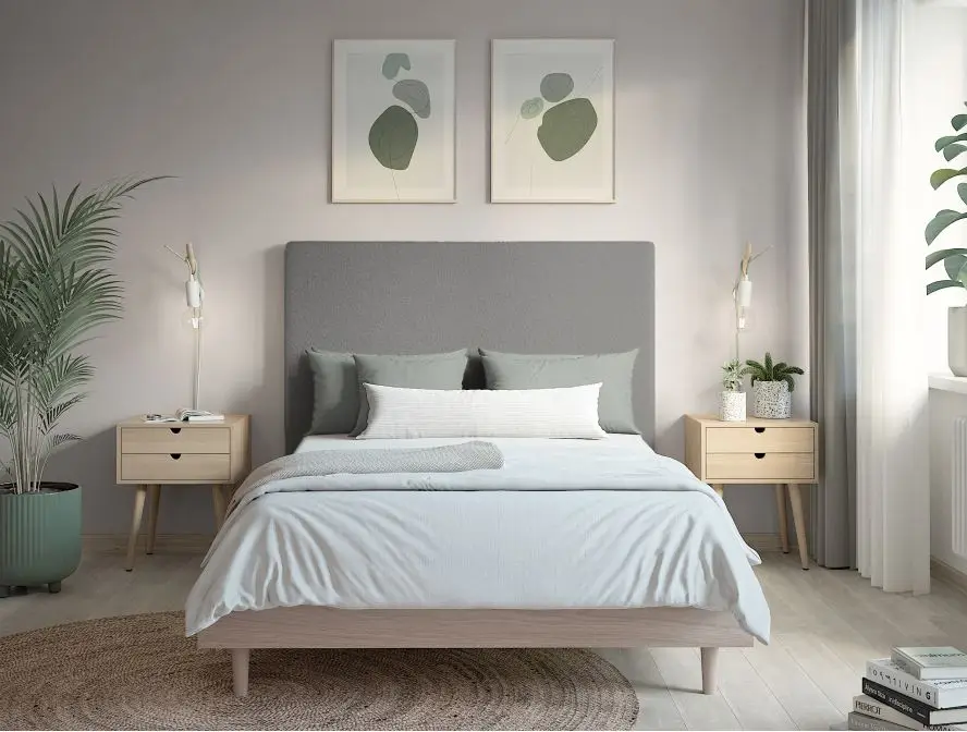 LAUREL Tête de lit en tissu bouclettes GRIS largeur 140 cm – Image 3