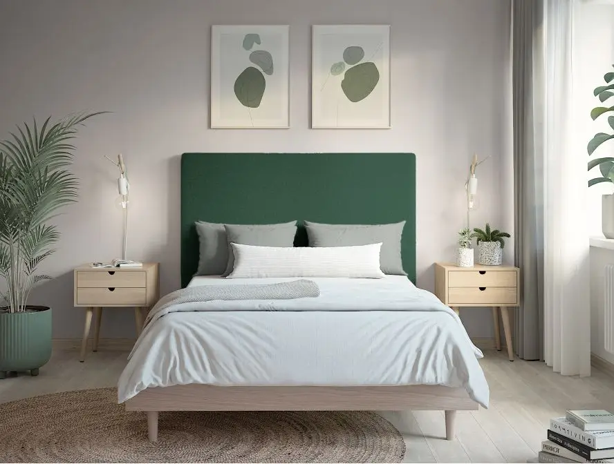 LAUREL Tête de lit en tissu bouclettes VERT FONCE largeur 140 cm – Image 3
