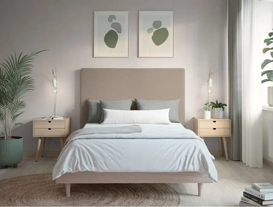 LAUREL Tête de lit en tissu bouclettes taupe largeur 140 cm – Image 3