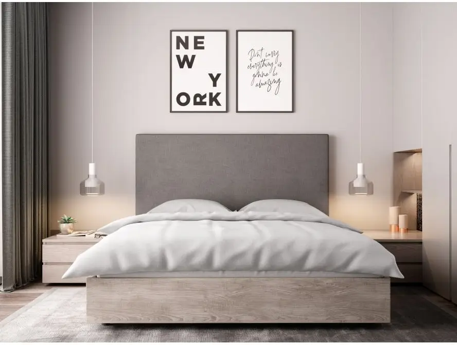 LAUREL Tête de lit en tissu GRIS 160 cm – Image 3