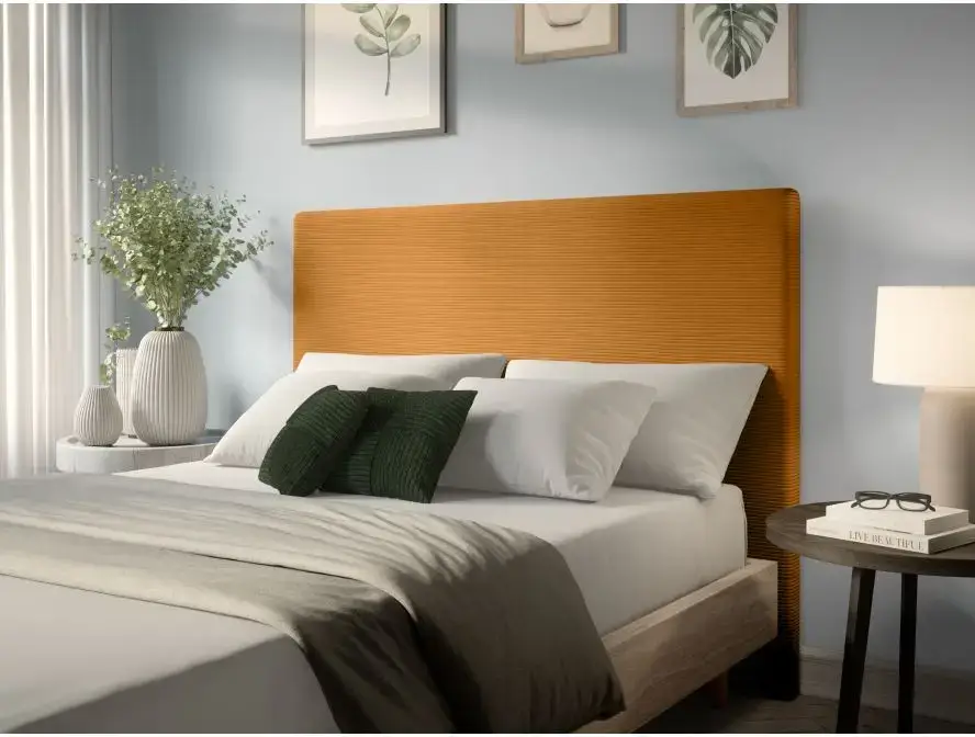 LAUREL Tête de lit en velours côtelé jaune  160cm – Image 2