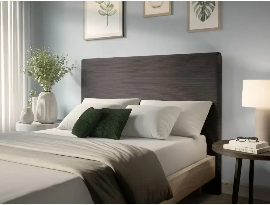 LAUREL Tête de lit en velours côtelé  GRIS FONCE largeur 140 cm – Image 2