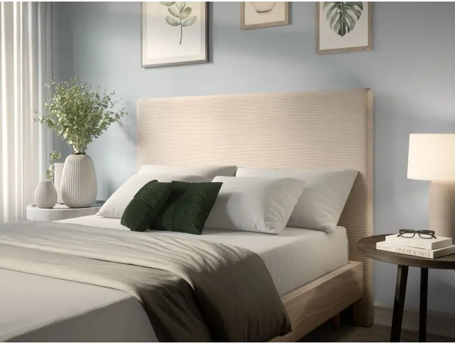 LAUREL Tête de lit en velours côtelé  BEIGE largeur 140 cm – Image 2
