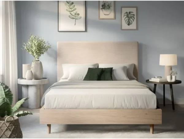 LAUREL Tête de lit en velours côtelé beige 160cm – Image 3