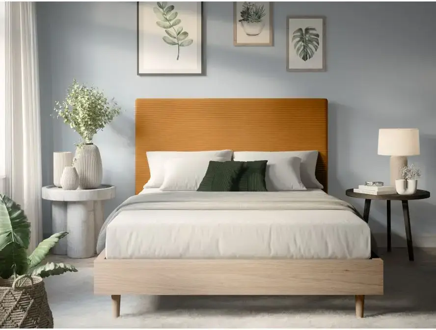 LAUREL Tête de lit en velours côtelé jaune  160cm – Image 3