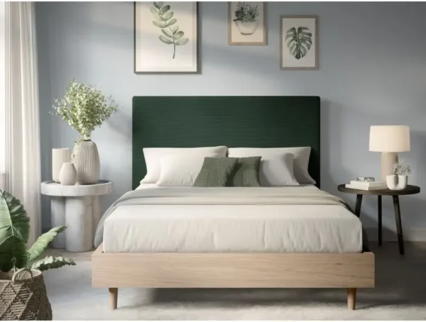 LAUREL Tête de lit en velours côtelé VERT FONCE  160cm – Image 3