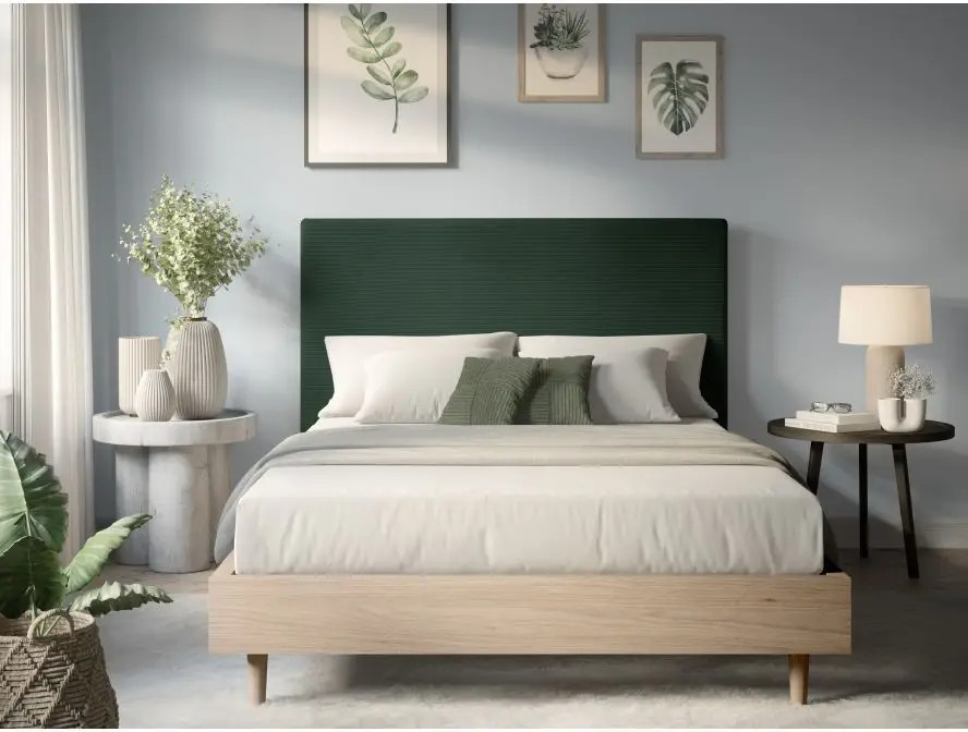 LAUREL Tête de lit en velours côtelé VERT FONCE  160cm – Image 3