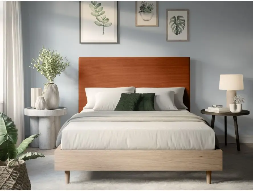 LAUREL Tête de lit en velours côtelé TERRACOTTA  160cm – Image 3