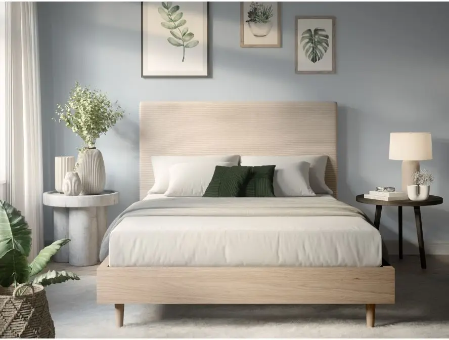 LAUREL Tête de lit en velours côtelé  BEIGE largeur 140 cm – Image 3