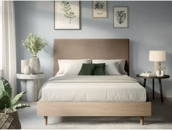 LAUREL Tête de lit en velours côtelé taupe  160cm – Image 4