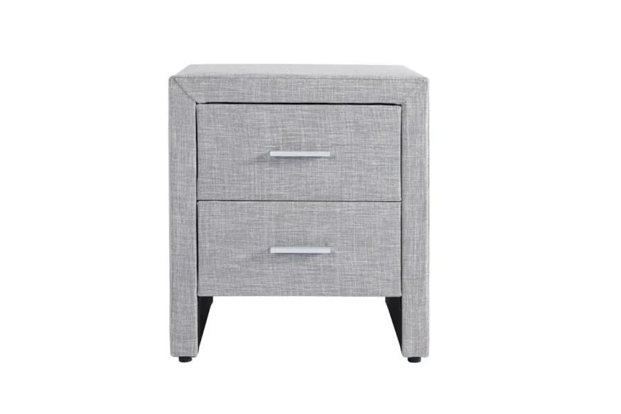 LEEDS Table de chevet en tissu  gris clair