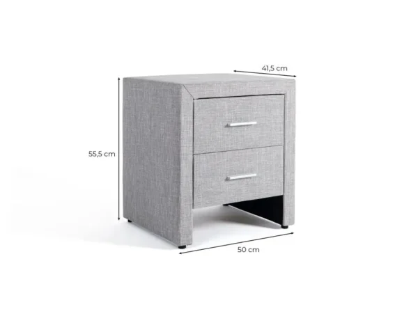 LEEDS Table de chevet en tissu  gris clair – Image 5