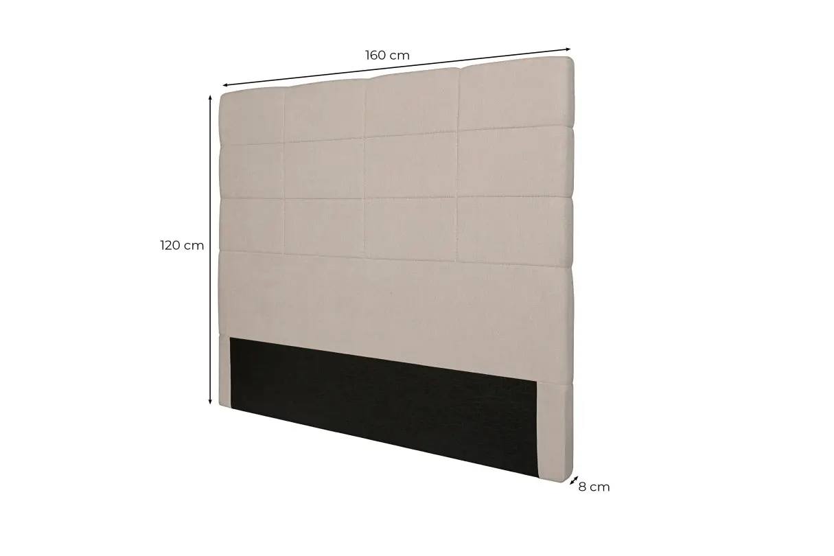 LORENA Tête de lit aspect quadrillé en tissu GRIS 160 cm – Image 7