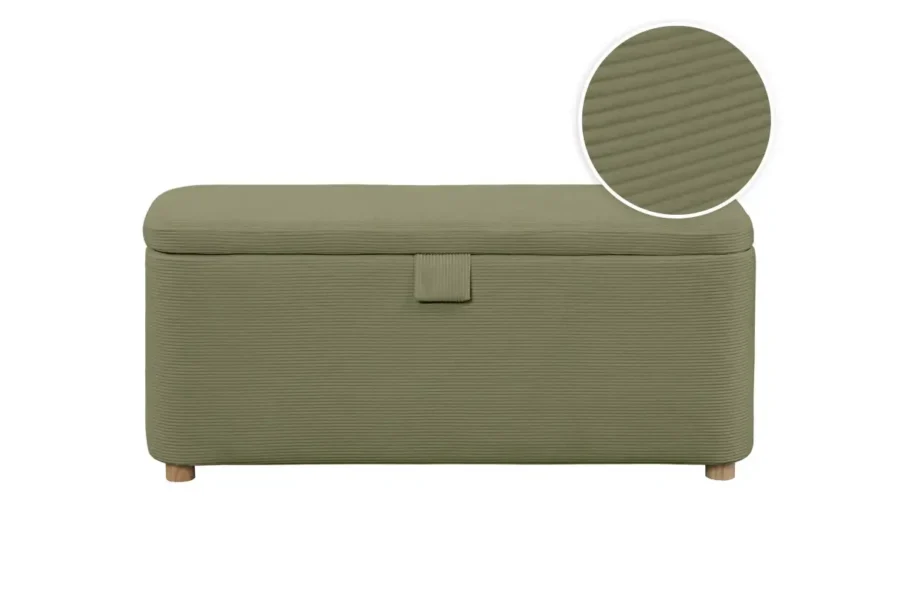 PITA Bout de lit avec rangement en velours côtelé VERT KAKI