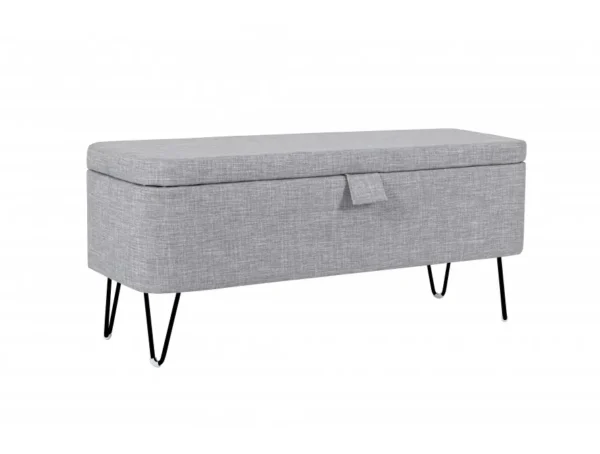 POLKAN Bout de lit avec rangement en tissu pieds épingles noirs gris clair – Image 3
