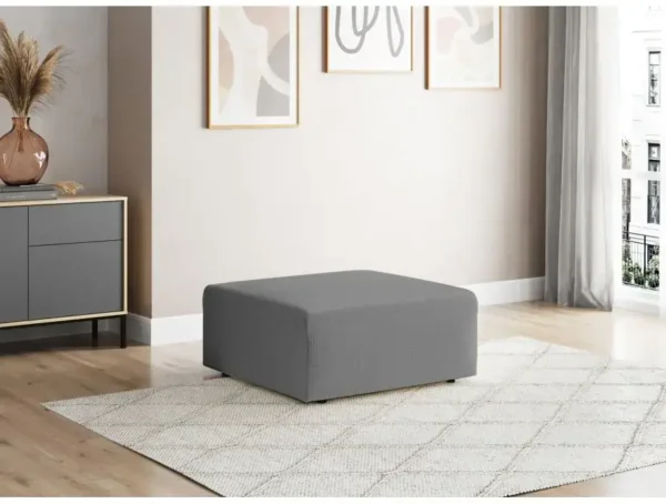 ROMANE Pouf en tissu antitaches gris – Image 2