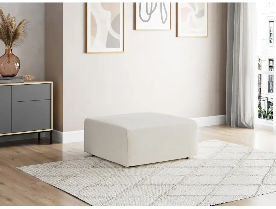 ROMANE Pouf en tissu antitaches   beige – Image 2