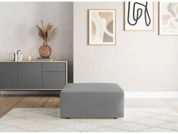 ROMANE Pouf en tissu antitaches gris – Image 3