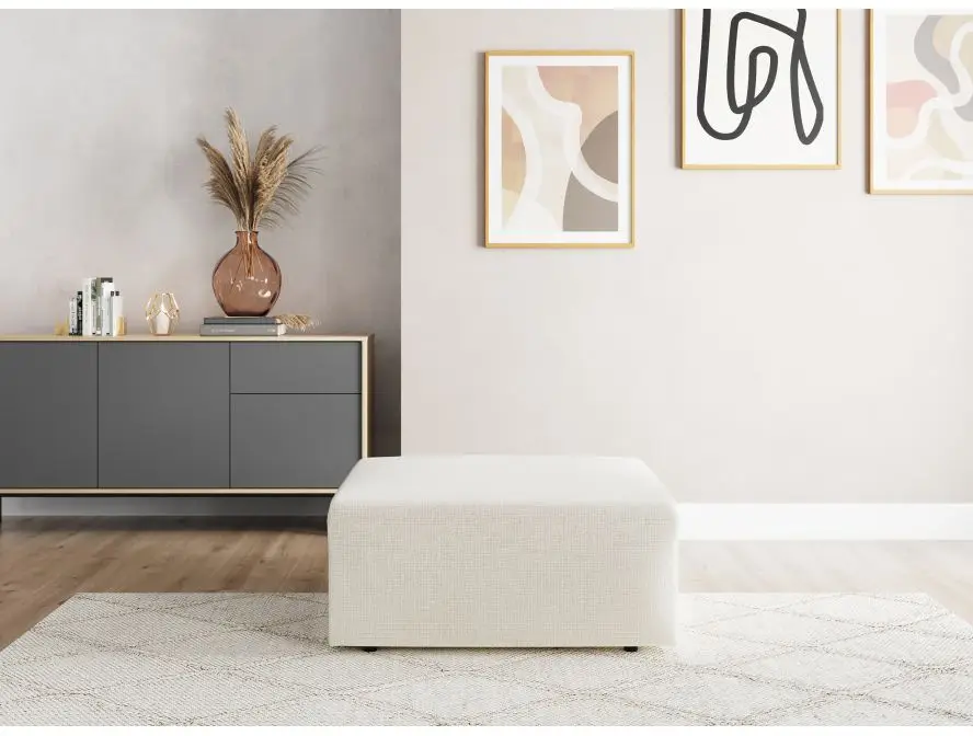ROMANE Pouf en tissu antitaches   beige – Image 3