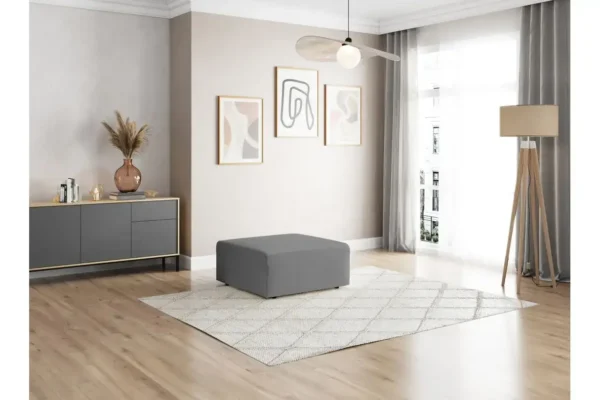 ROMANE Pouf en tissu antitaches gris – Image 4