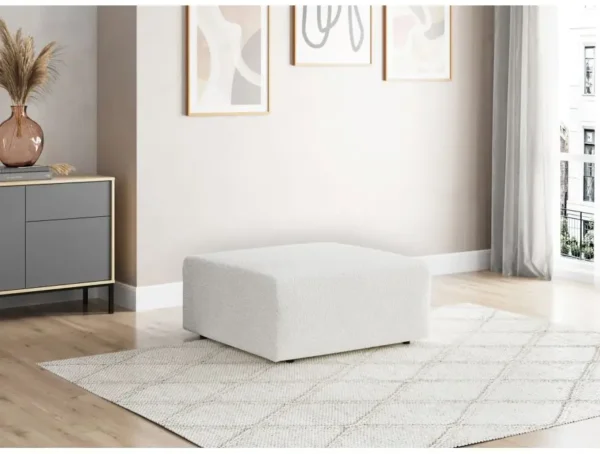 ROMANE Pouf en tissu bouclette  blanc – Image 2