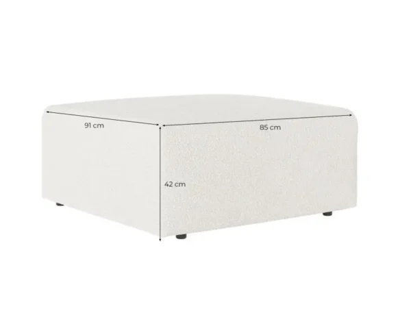 ROMANE Pouf en tissu bouclette  blanc – Image 7