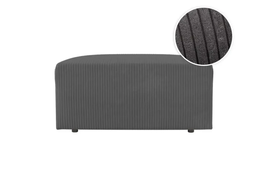 ROMANE Pouf en velours côtelé gris