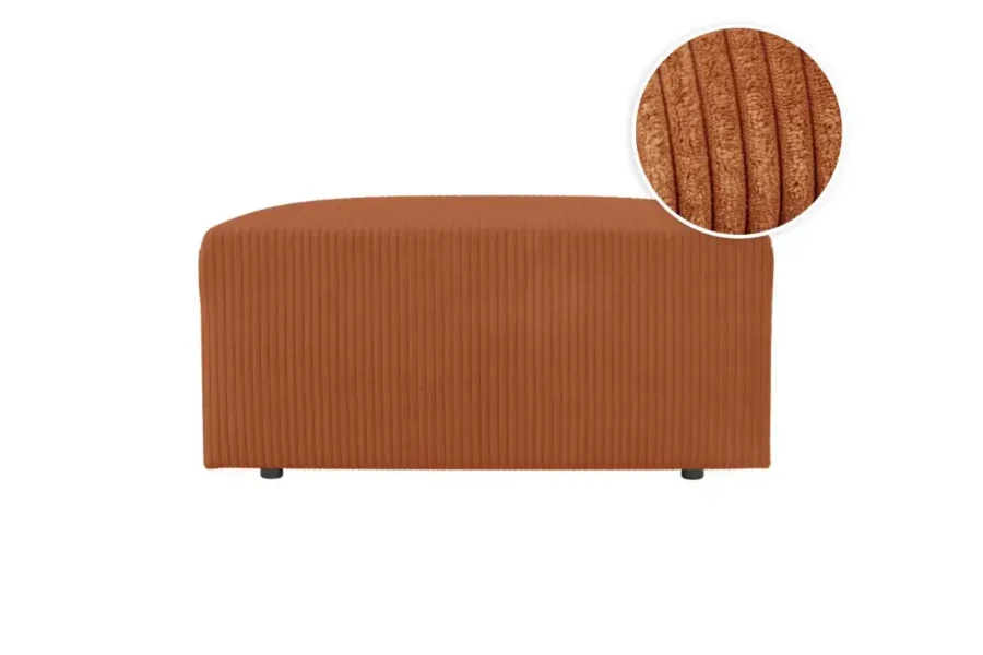 ROMANE Pouf en velours côtelé  TERRACOTTA