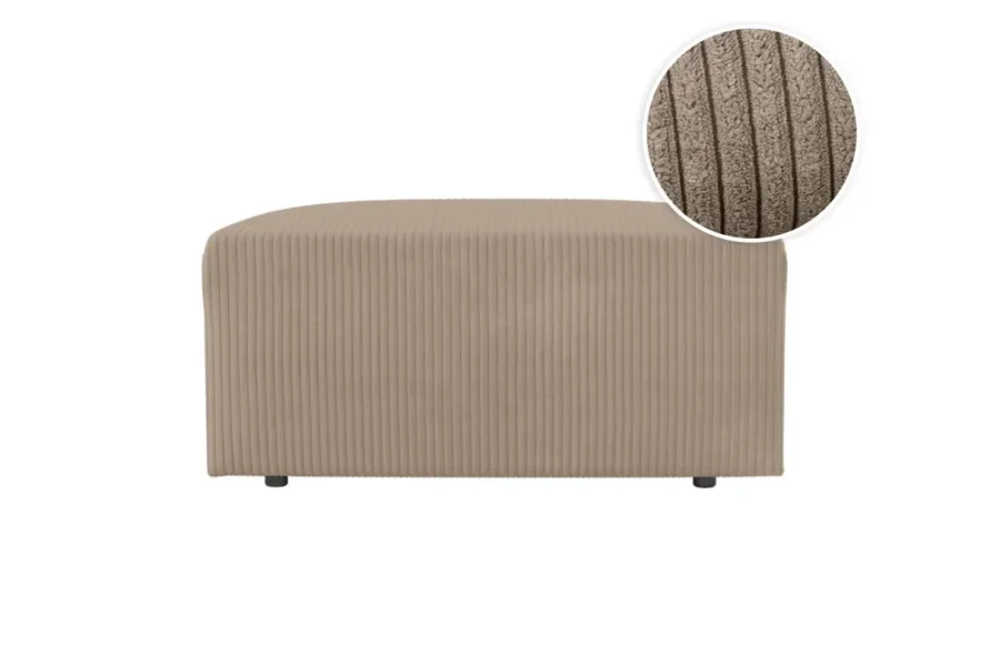 ROMANE Pouf en velours côtelé TAUPE
