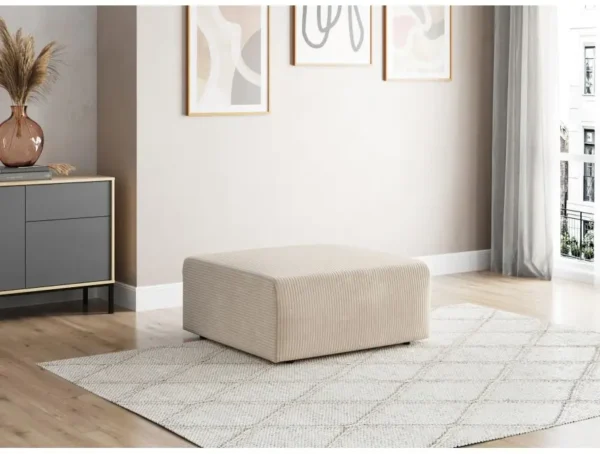ROMANE Pouf en velours côtelé BEIGE – Image 2