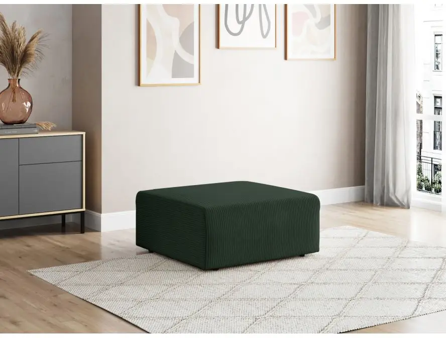 ROMANE Pouf en velours côtelé VERT FONCE – Image 2