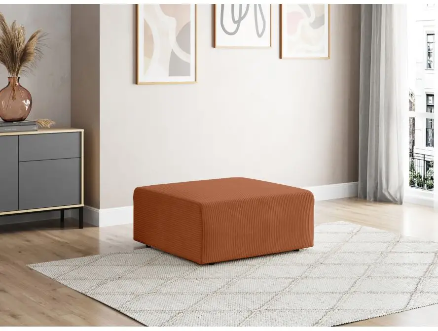 ROMANE Pouf en velours côtelé  TERRACOTTA – Image 2