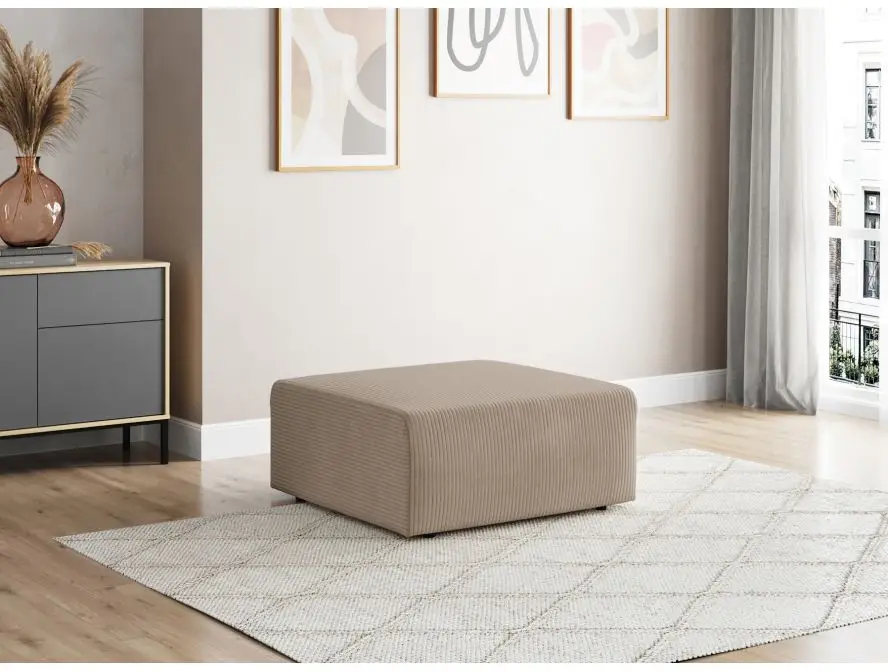 ROMANE Pouf en velours côtelé TAUPE – Image 2