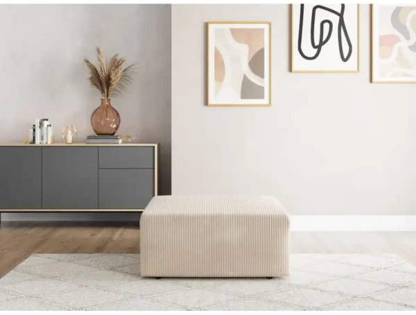 ROMANE Pouf en velours côtelé BEIGE – Image 3