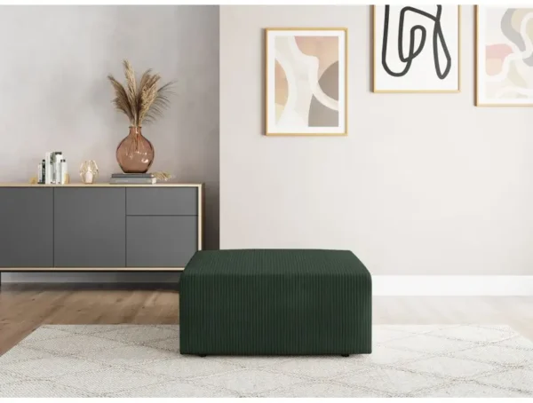 ROMANE Pouf en velours côtelé VERT FONCE – Image 3