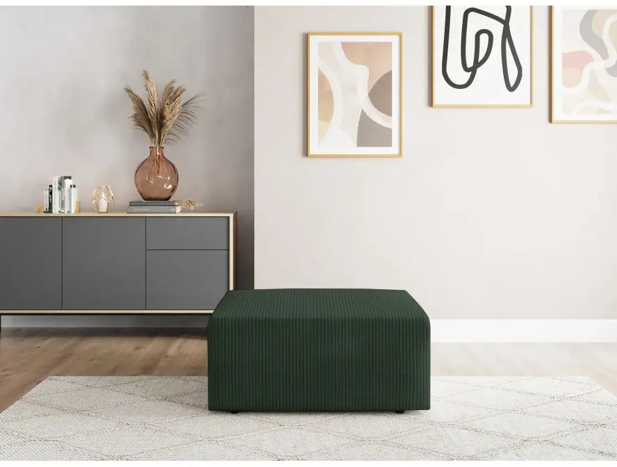 ROMANE Pouf en velours côtelé VERT FONCE – Image 3