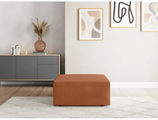 ROMANE Pouf en velours côtelé  TERRACOTTA – Image 3